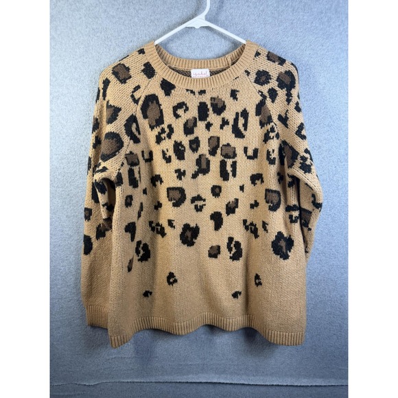 Isabel Maternity by Ingrid & Isabel Sweaters - Isabel Maternity By Ingrid & Isabel Sweater Womens M Brown Leopard Knit Pullover